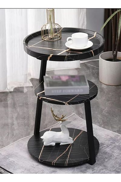 ALMUFARREJ Elegant Modern Side 3 Layer Round Side Table And Coffee Table Wood For Living Room&Sofa End Table