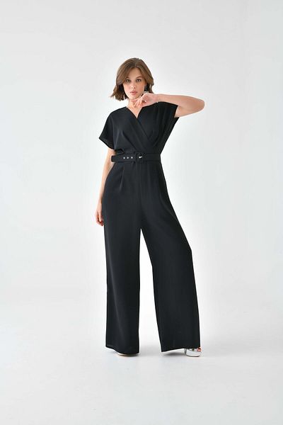 Garmi Women's Black Belted Jumpsuit