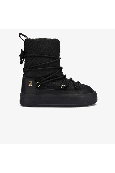 Tommy Hilfiger Dámské černé boty s šněrovacím monogramem