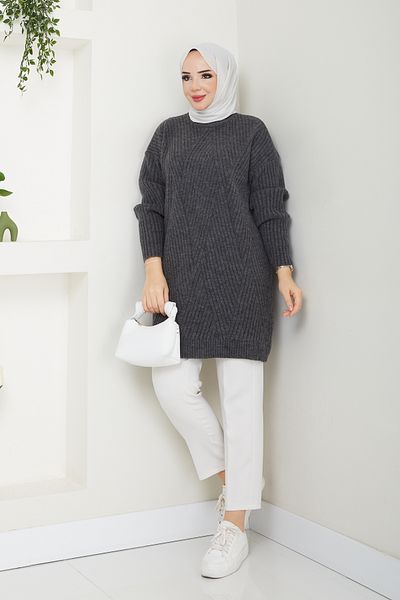 Pamuk Butik Pulover de damă din tricot împletit în zig-zag