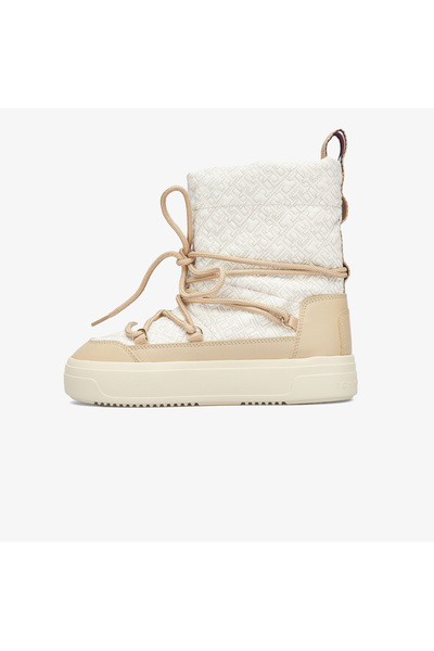 Tommy Hilfiger Lace-Up Monogram Kadın Bej Bot