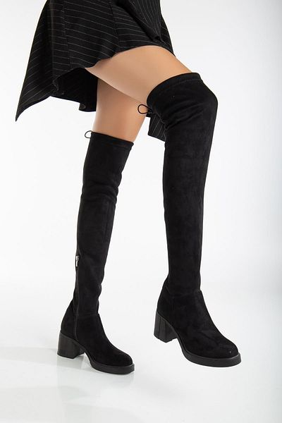 MaskButik Clara Stretch Suede Black Boots
