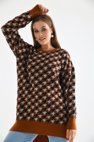 Garmi Жіноча блузка кольору черепиці - з візерунком «лапка»