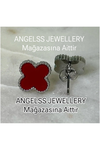 ANGELSS JEWELLERY Bordo Gümüş * Küpe (YONCA MODEL BORDO GÜMÜŞ KÜPE)