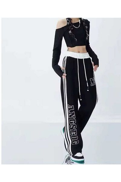 DENİKK Yudoowear, μαύρο πλεκτό παντελόνι M με σχέδιο