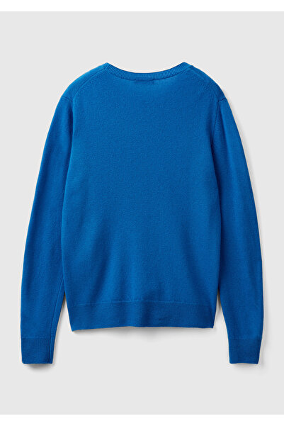 United Colors of Benetton Pulover Merino pentru femei Midnight Blue - Gâtul Crew