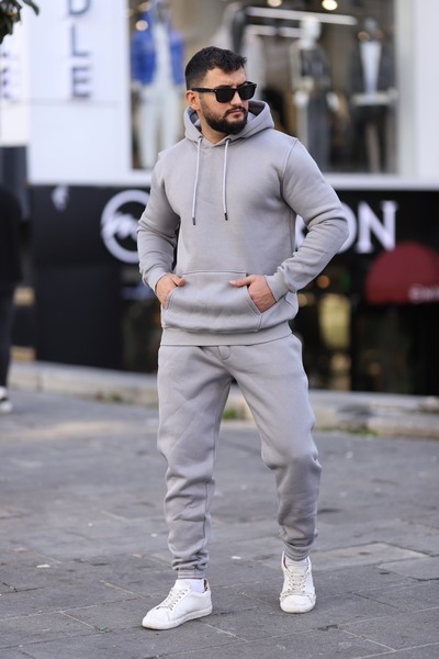 ZENGOLL & RAMİRES Unisex Kapüşonlu 3 Iplik kışlık kalın Basic Eşofman Takımı