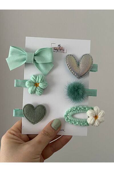 my baby’s world bebek çocuk mağzası Mint 6’lı Klips Toka Seti