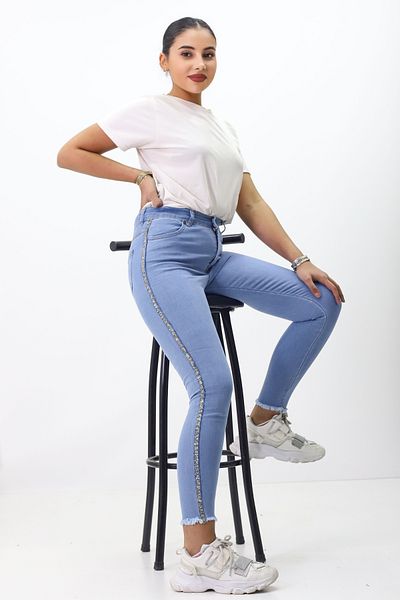 GZT TEKSTİL Pantaloni de jeans cu dungi laterale Trend