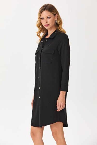 İKİLER Polo Yaka Önü Çıtçıtlı Cepli Elbise 245-2501