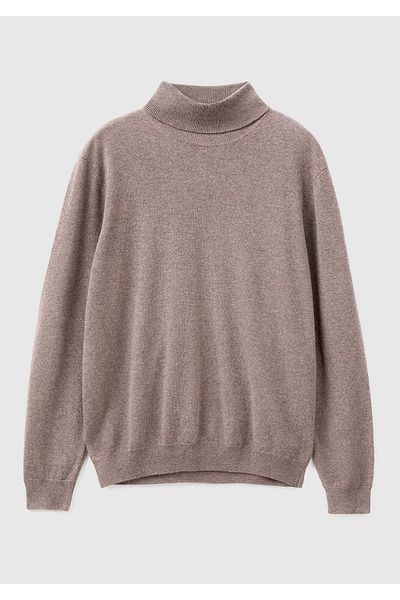 United Colors of Benetton Мъжки пуловер с поло яка от 100% меринос в бежов меланж