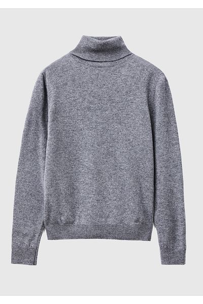 United Colors of Benetton Pulover de damă Antracit Melange - Guler în picioare, 100% Merino