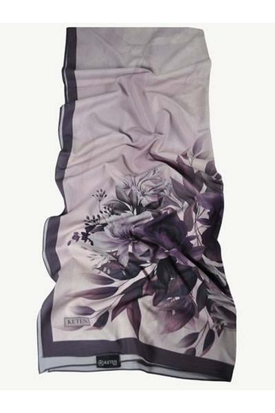 PİRAMİT Chain Square Twill Floral Patterned Shawl