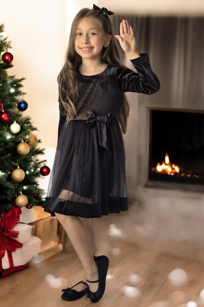 QUB CLUB Girl's Velvet Christmas New Year Christmas Birthday Dress