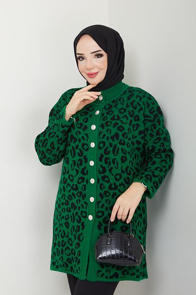Pamuk Butik Γυναικεία Λεοπάρ Πλεκτά Ζακέτα
