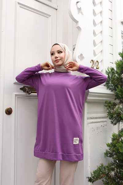 new ats Crew Neck Oversize Two Thread Hijab Tunic
