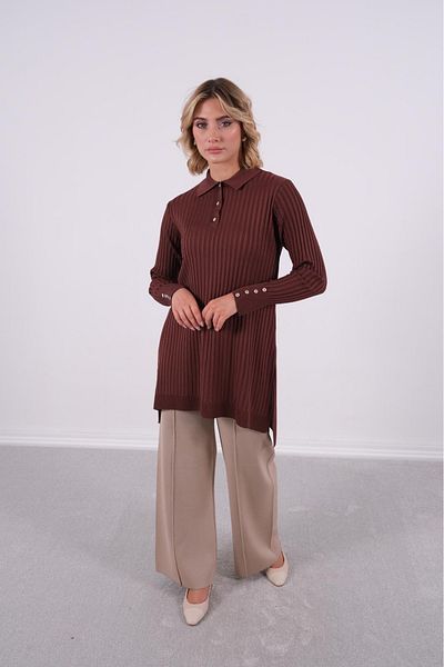 Mole İstanbul Plus Size Collar Detailed Stylish Tunic