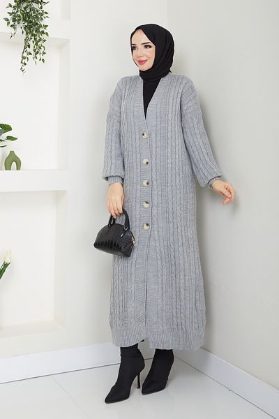 Pamuk Butik Γυναικεία Ζακέτα Πλεκτή Αλυσίδα Ολόσωμη