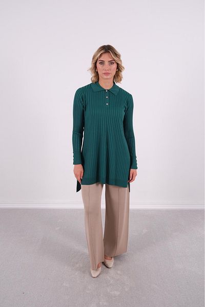 Mole İstanbul Plus Size Collar Detailed Stylish Tunic