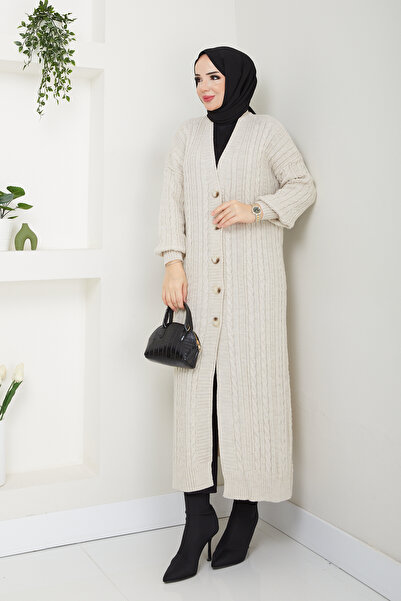 Pamuk Butik Γυναικεία Ζακέτα Πλεκτή Αλυσίδα Ολόσωμη