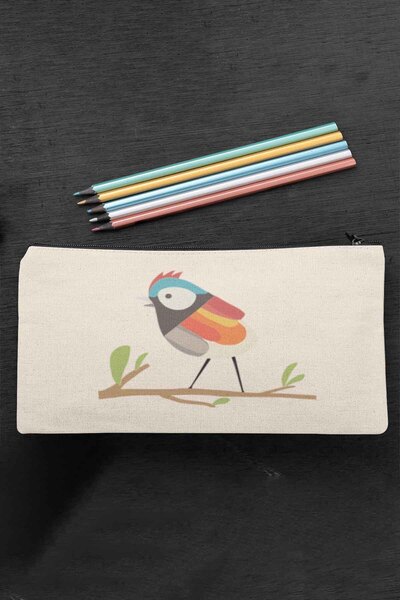 qoeuyl boutique Šarena cvrkutava ptica Štampano platnena šminka Torba - držač...