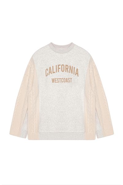 Quzu Gray Knitwear Matched Sweatshirt