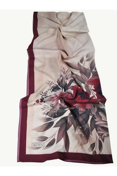 PİRAMİT Chain Square Twill Floral Patterned Shawl