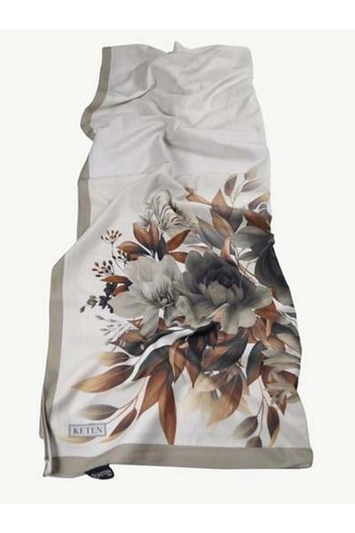 PİRAMİT Chain Square Twill Floral Patterned Shawl