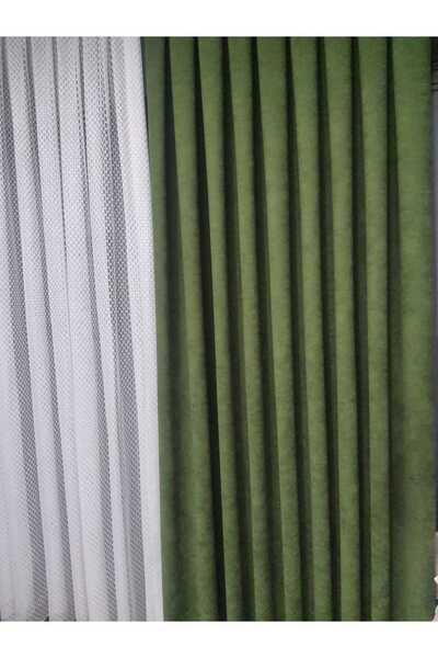 Karesi Πράσινη κουρτίνα από χλοοποιότητα χωρίς πλισέ, επικάλυψη επικάλυψης, μονόφυλλο 9198