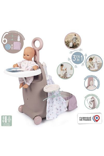 Smoby Valiza multifunctionala pentru papusi Smoby Baby Nurse 3 in 1 maro