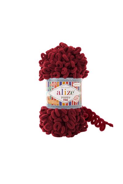 Alize Pachet de 5 fire de tricotat manual Puffy Fine - Vișiniu 107