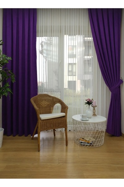 Karesi Mor Pileless Extra-Floored Straight Installation Floor Curtain Single Wing 9203