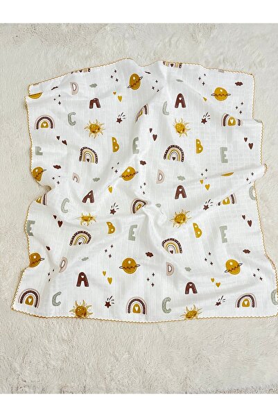 MASALBABY Multi-Purpose Muslin Blanket 80x90 Cm Newborn&Baby&Child Rainbow Lettered Sunny Muslin Cloth&Blanket