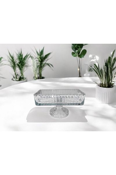 Paşabahçe Crystal Cut Rectangular Presentation Bowl