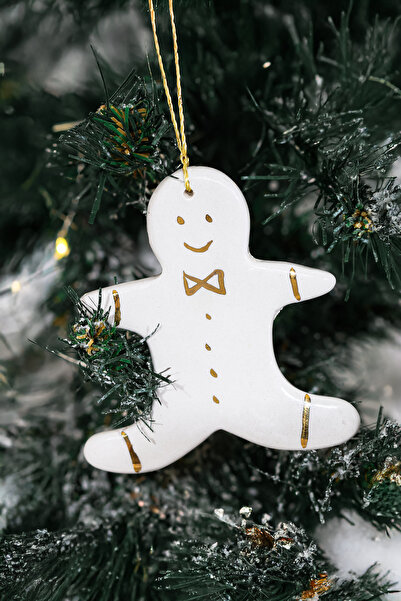 SİNEM YAMAN HOME Ръчно изработена керамична коледна украса „Човекът с бисквит...