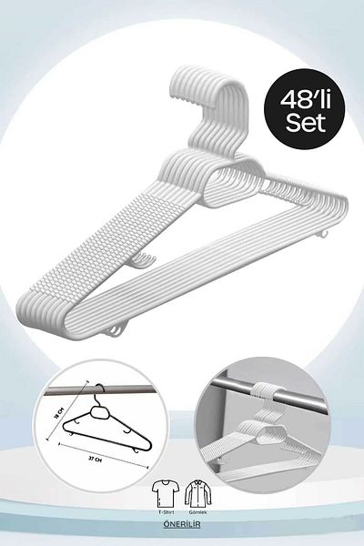 AXE HOME 48 Pieces - White Hanger Plastic Clothes Hanger Clothes Hanger