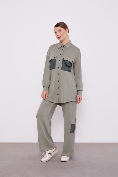Levidor Green Quilted Chain Detailed Sports Set