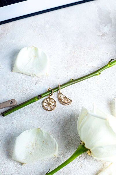 Tasarım Limon desen inci detay küpe