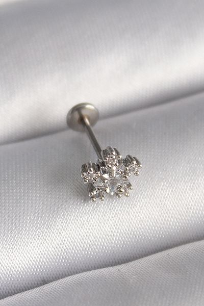 Clariss 316L Steel Silver Color Zircon Stone Star Model Tragus Piercing
