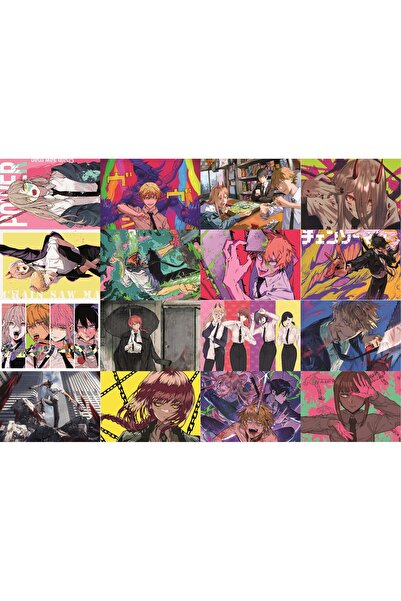 nihonwosekai Chainsaw Man Anime Poster Seti 16 ADET A6 Boy 10x15 cm