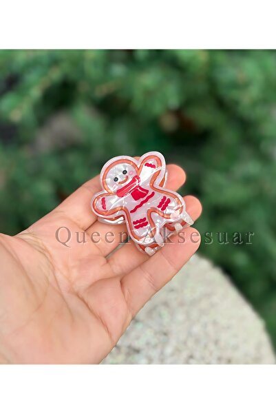 QUEEN AKSESUAR Imported Luxury Bone Pearlescent Shiny Christmas Christmas Cookie Man Clothespin Buckle Female Child