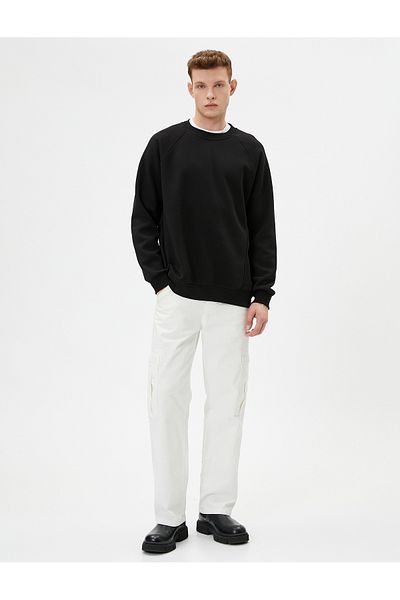 Koton Φούτερ Relaxed Fit Crew Neck - με λεπτομέρεια ραφής