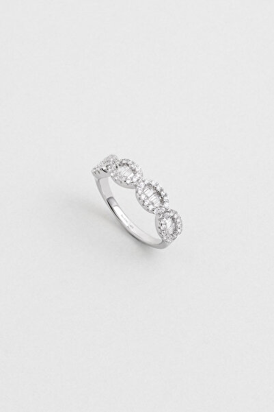 So CHIC... Baget Taşlı 18 Ayar Beyaz Altın Kaplama Gümüş Yüzük