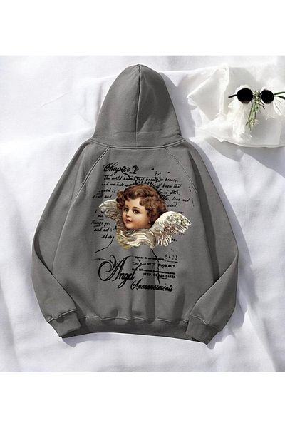 Touz Moda Φούτερ με κουκούλα με κουκούλα Angel Detail Anthracite