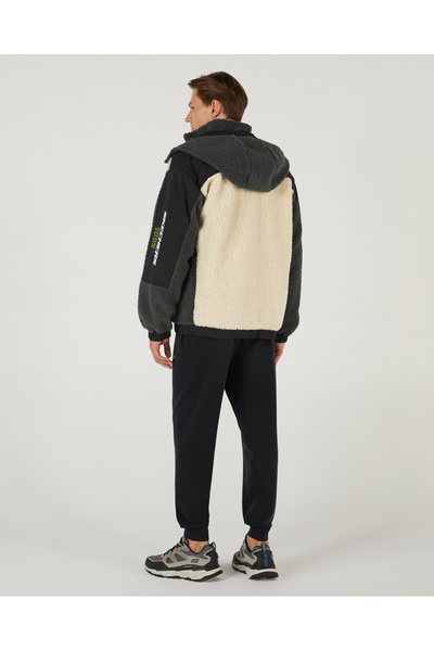 SKECHERS Μοντέρνο ανδρικό φλις παλτό M Outdoor Full Zip Sherpa Offwhite S242183-102