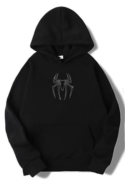Gofeel Φούτερ Y2K Unisex Oversize Stoned White Spider Hoodie