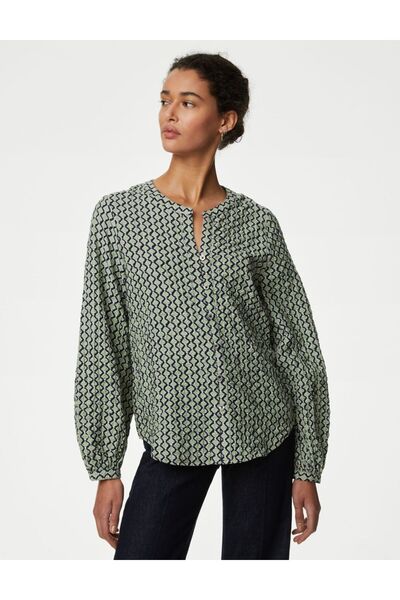 Marks & Spencer Uzun Kollu Desenli Bluz