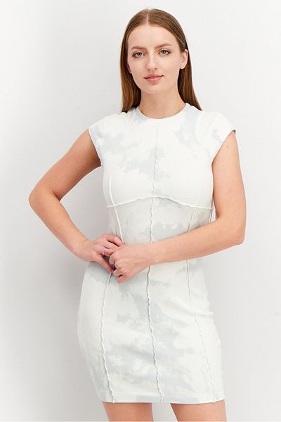 NA-KD Women Contrast Seam Cap Sleeve Mini Dress, Acid Blue