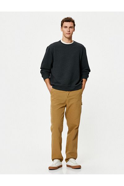 Koton Basic Sweater Crew Neck Fabric Detailed Long Sleeve