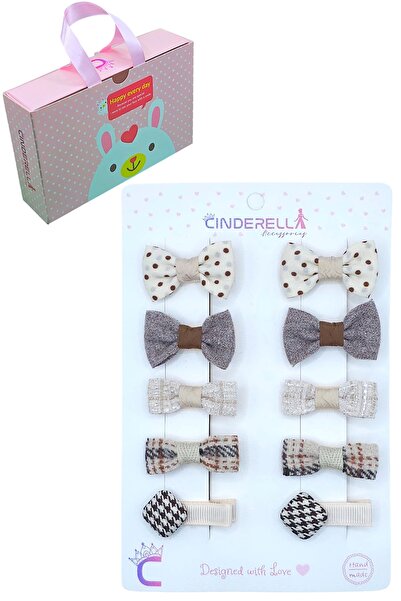 Cinderella 10'lu Çanta Kutulu Hediyelik Kız Bebek Kurdele Fiyonk Toka Seti So...